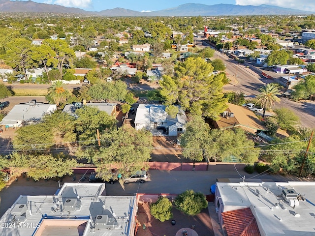 drone / aerial view featuring a mountain view