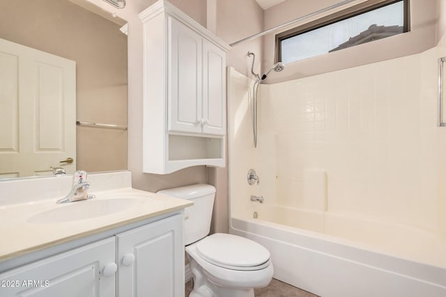 full bathroom with vanity, toilet, and shower / bath combination