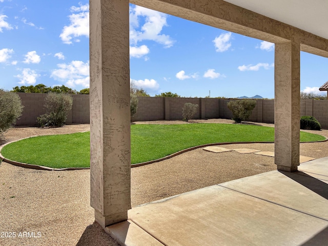 view of patio featuring a fenced backyard