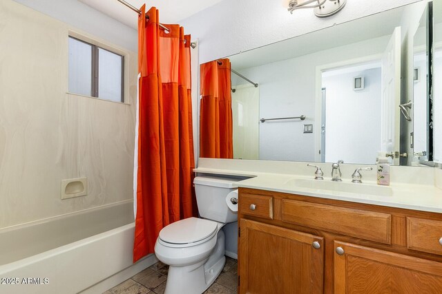 1601 E Cindy St, Chandler, AZ 85225 - bathroom with toilet, shower / tub combo with curtain, tile patterned floors, and vanity