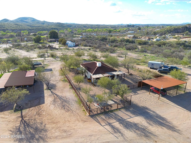 aerial view with a mountain view