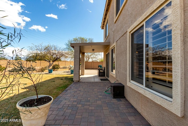 view of patio featuring a fenced backyard