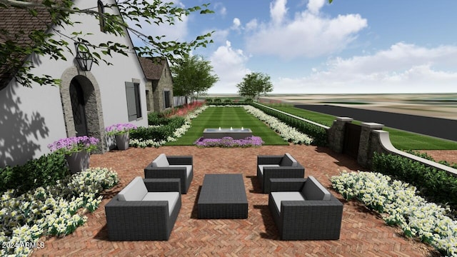 view of yard featuring an outdoor living space