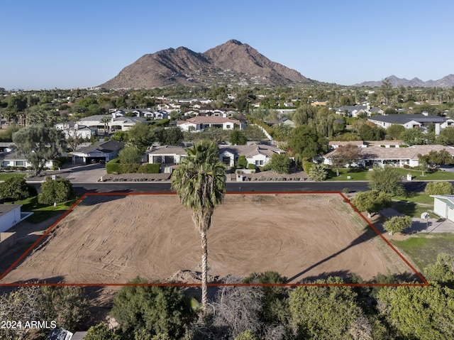 bird's eye view with a mountain view