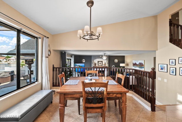 20657 N 56th Ave, Glendale, AZ 85308 - dining space with ceiling fan, a chandelier, and light tile patterned floors