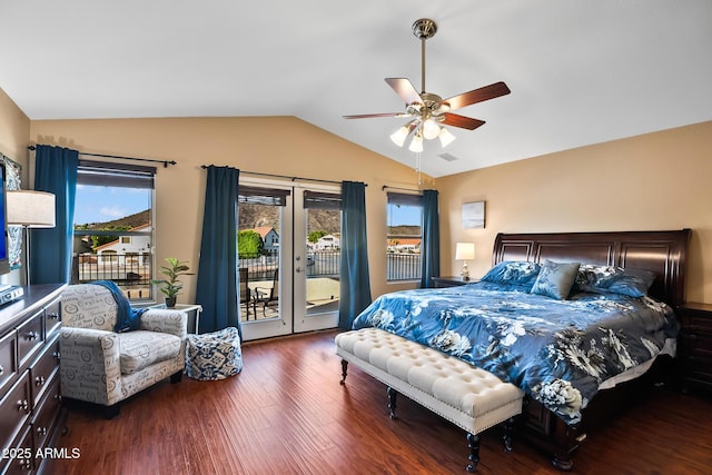 20657 N 56th Ave, Glendale, AZ 85308 - bedroom featuring lofted ceiling, multiple windows, access to outside, and wood finished floors