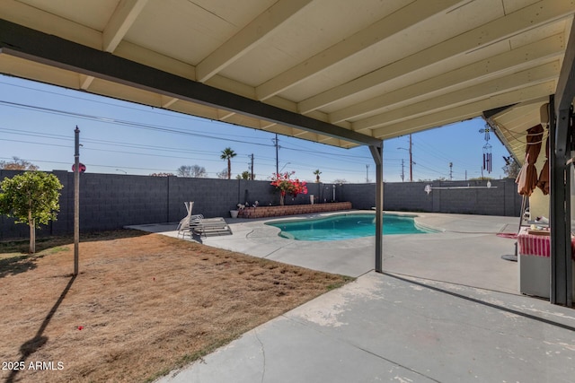 view of swimming pool featuring a patio