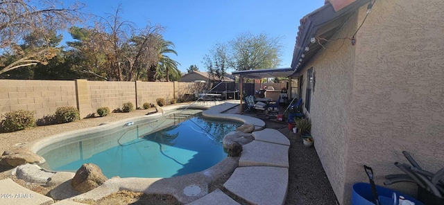 view of pool featuring a patio