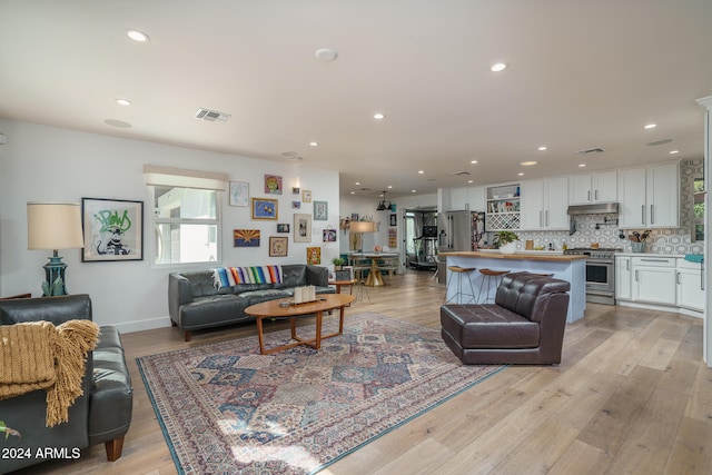 living room featuring light hardwood / wood-style floors