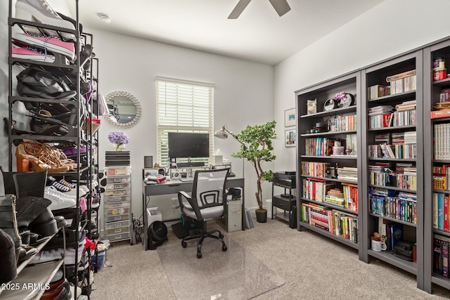 home office with ceiling fan