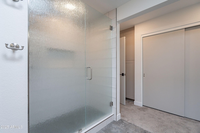 bathroom with a shower stall