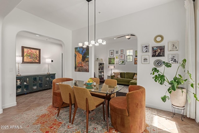 dining room with tile patterned flooring