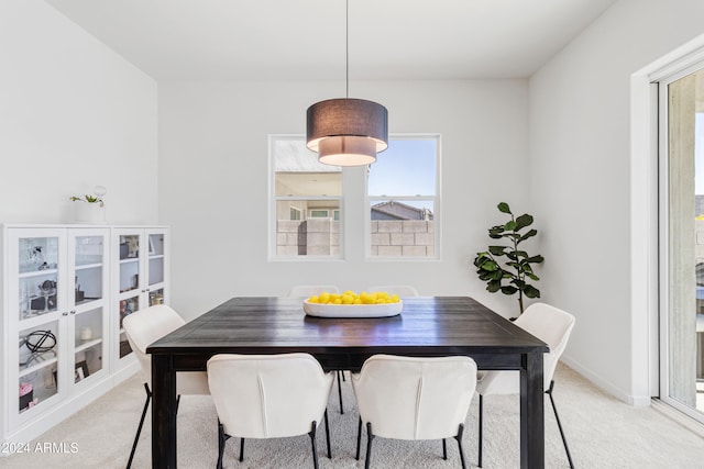 view of carpeted dining room