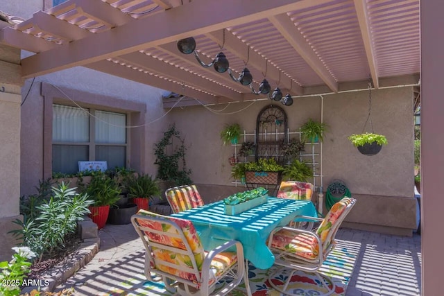 view of patio featuring a pergola