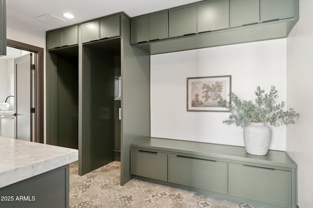 mudroom with recessed lighting