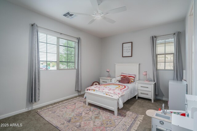 8513 N 172nd Ln, Waddell, AZ 85355 - bedroom with visible vents, baseboards, a ceiling fan, and carpet floors