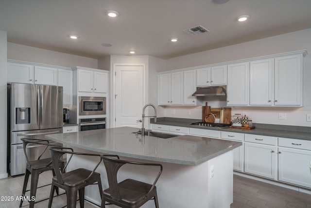 8513 N 172nd Ln, Waddell, AZ 85355 - kitchen with visible vents, white cabinets, appliances with stainless steel finishes, under cabinet range hood, and a sink