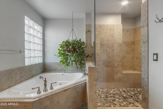 2340 W Myrtle Dr, Chandler, AZ 85248 - bathroom featuring a bath, a wealth of natural light, and tiled shower