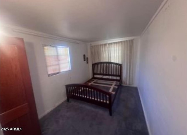 bedroom with crown molding