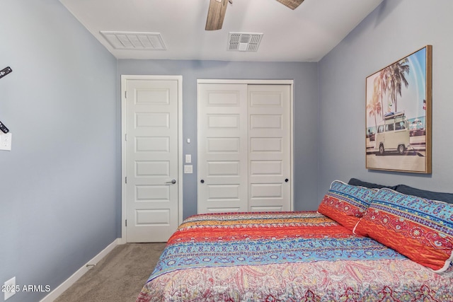 16750 W Evergreen Rd, Waddell, AZ 85355 - carpeted bedroom with a closet, ceiling fan, and baseboards