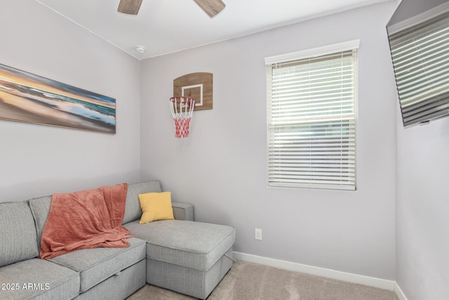 16750 W Evergreen Rd, Waddell, AZ 85355 - sitting room with baseboards, carpet flooring, and ceiling fan