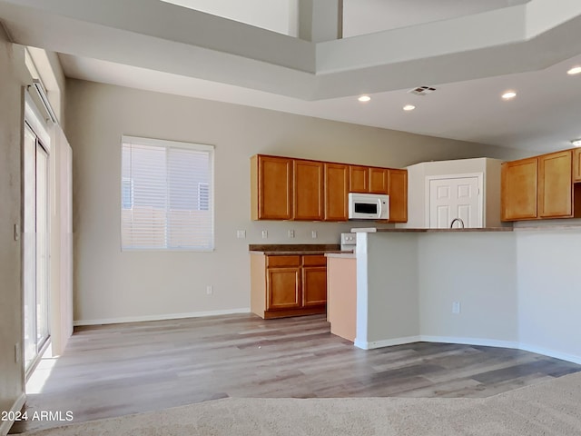 kitchen featuring a towering ceiling