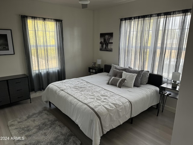 bedroom with light wood-type flooring