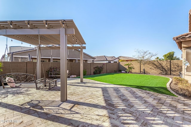 view of patio / terrace featuring a pergola