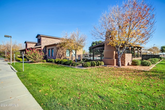 view of home's exterior with a lawn