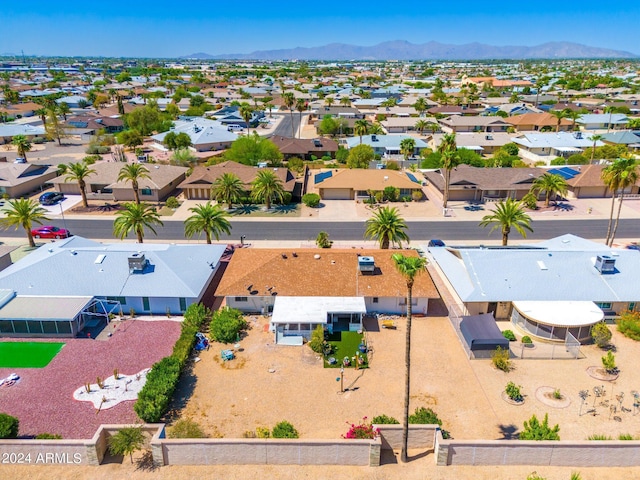 bird's eye view featuring a mountain view and a residential view