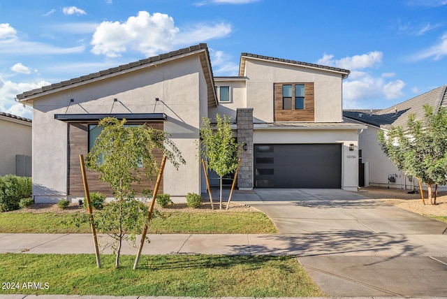 modern home featuring a garage