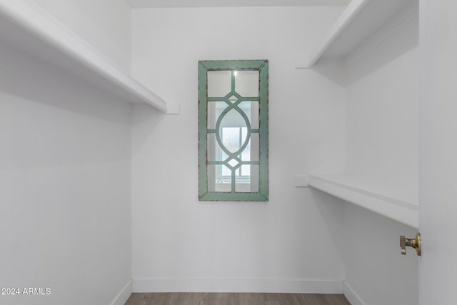 walk in closet featuring wood-type flooring