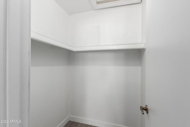 walk in closet featuring dark hardwood / wood-style floors