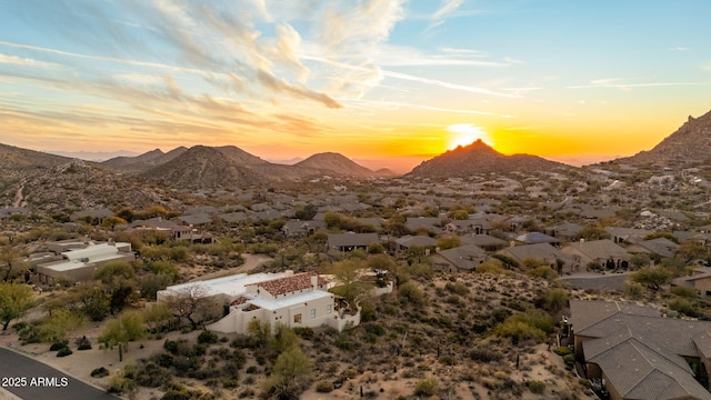 property view of mountains with a residential view