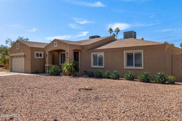 3034 E Turney Ave, Phoenix, AZ 85016 - view of front facade featuring an attached garage, stucco siding, concrete driveway, and a shingled roof