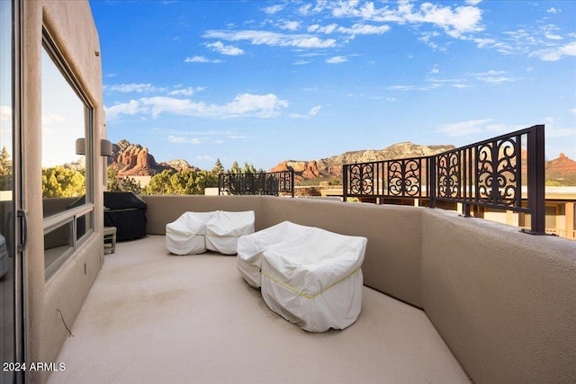 balcony with a mountain view