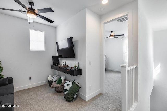 21241 E Superstition Dr, Queen Creek, AZ 85142 - living area with baseboards, carpet, and ceiling fan