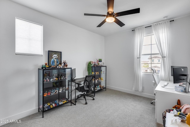 21241 E Superstition Dr, Queen Creek, AZ 85142 - office area with a ceiling fan, baseboards, and carpet floors