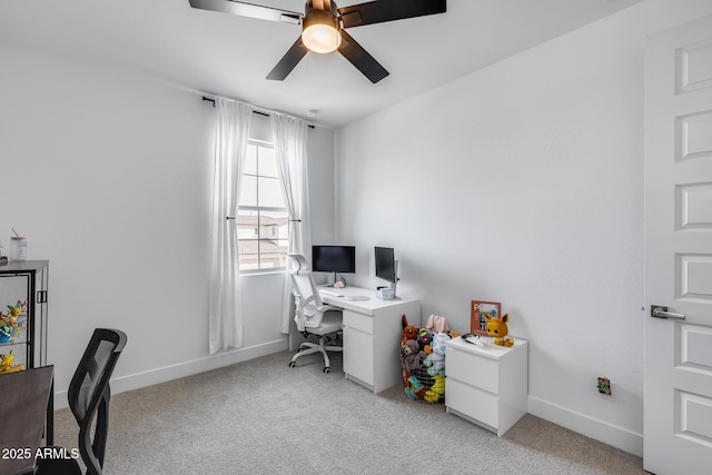 21241 E Superstition Dr, Queen Creek, AZ 85142 - office with light colored carpet, baseboards, and a ceiling fan