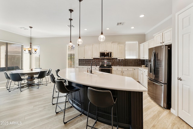 kitchen with a sink, plenty of natural light, backsplash, and stainless steel appliances