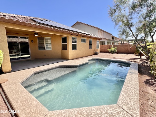 16559 W Lincoln St, Goodyear, AZ 85338 - view of swimming pool with a ceiling fan, a fenced backyard, and a patio area