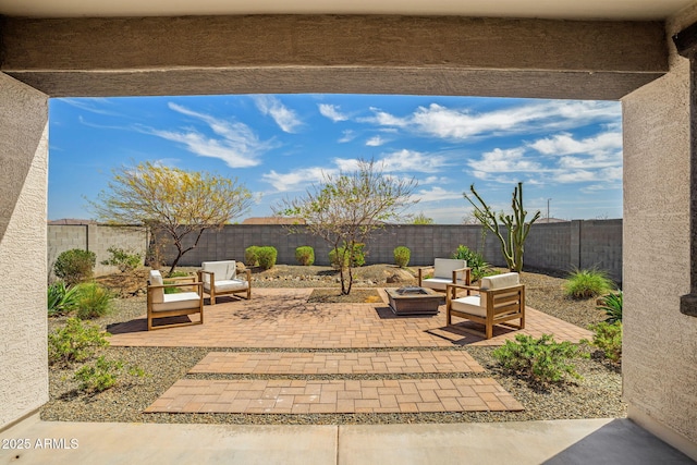 view of patio featuring a fenced backyard