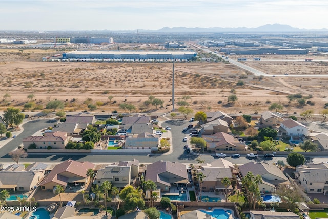 bird's eye view featuring a residential view and a mountain view