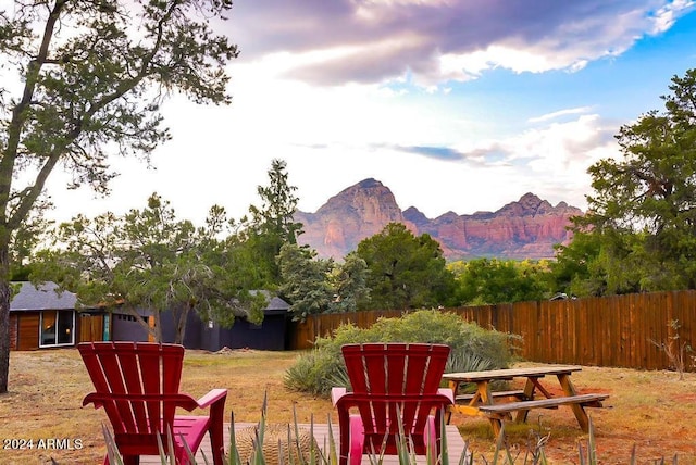 exterior space with a mountain view