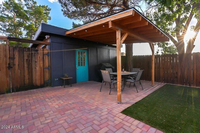 view of patio featuring a gazebo