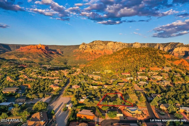 bird's eye view with a mountain view