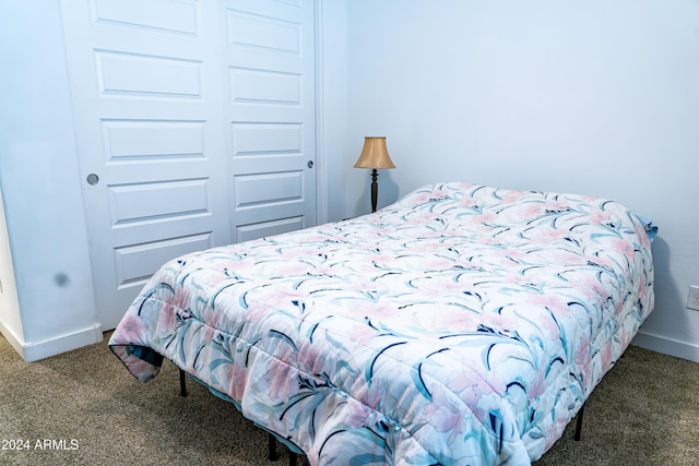 carpeted bedroom featuring a closet