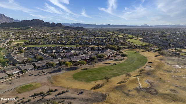 birds eye view of property featuring a mountain view