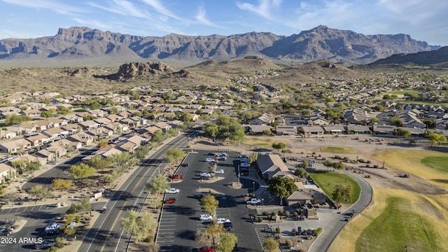 birds eye view of property featuring a mountain view