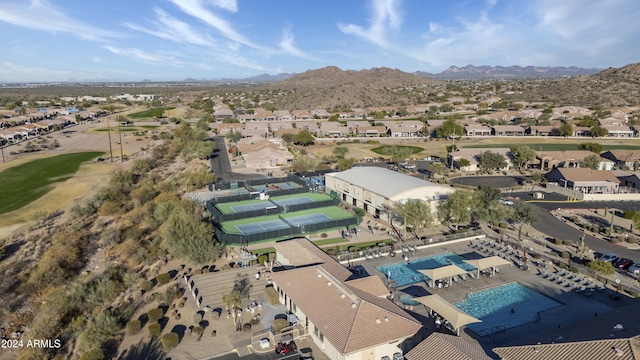 aerial view with a mountain view